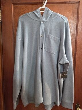 NWT Eddie Bauer Light Blue Button-up  Hooded Men's SHIRT size XXL